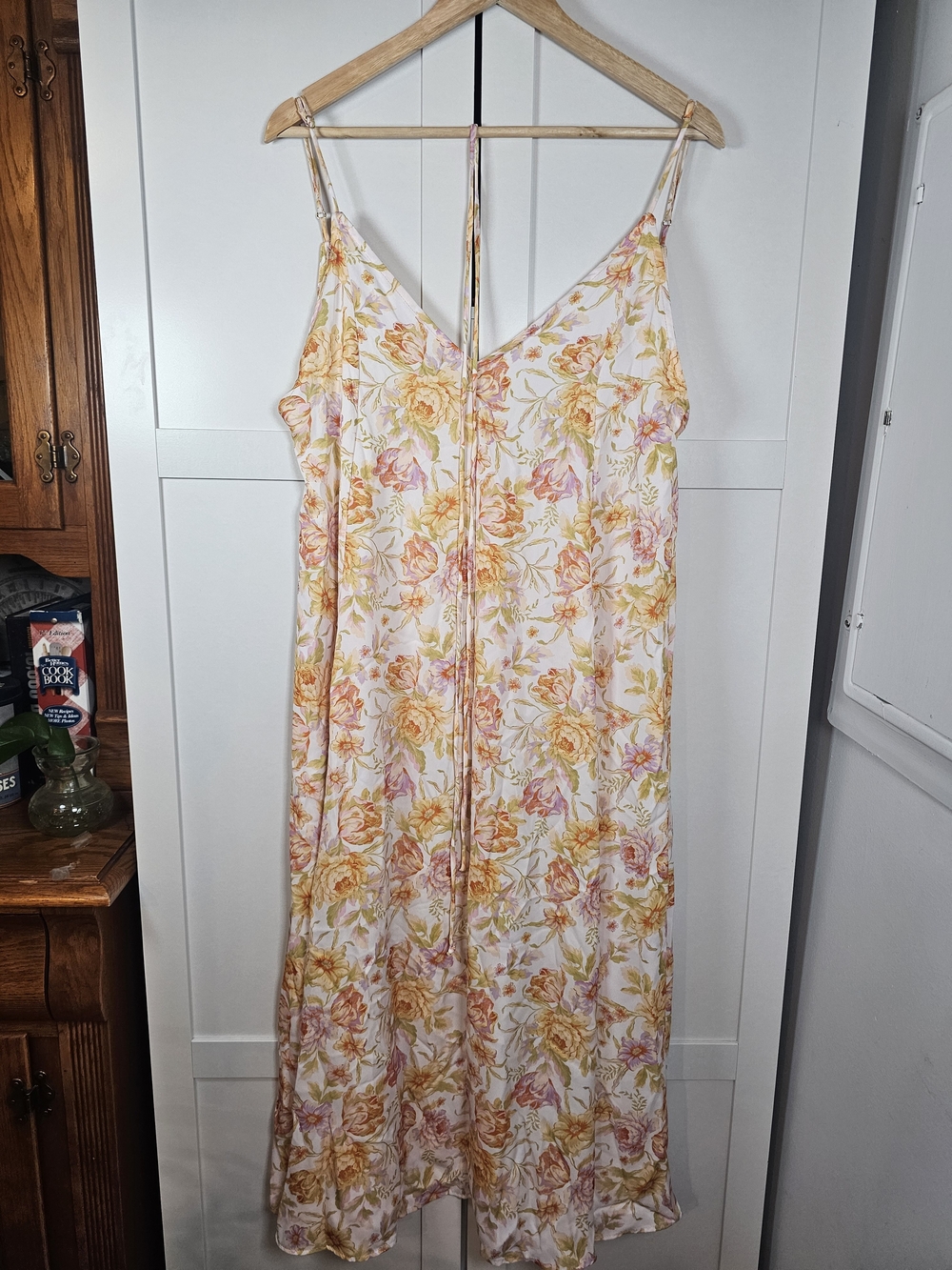 RESA Los Angeles Floral Spaghetti Strap Dress Soft Orange/Yellow Print Size S